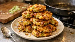 Celerové placičky se sýrem a uzeninou: křupavé jako bramboráky, jen voňavější