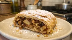 Jablečný štrúdl podle maminky: křehké těsto s jogurtem a šťavnatá náplň