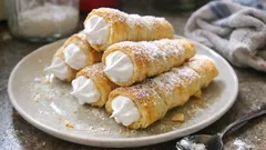 Domácí kremrole z listového těsta: křupavé trubičky s pevným bílkovým sněhem