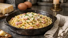 Rychlé špagety po uhlířsku s šunkou a vejci