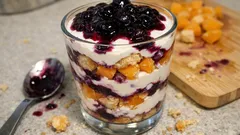 Borůvkový mls s meruňkami do skleničky: nepečený dezert, který zvládnete dopředu