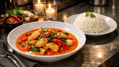 Rychlé thajské červené kuřecí kari s kokosem