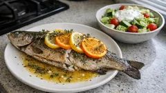 Šťavnatý pstruh z trouby s citrusy a tymiánem – k tomu rychlý jogurtový salát
