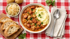 Poctivá zelňačka s klobásou a bramborovou kaší