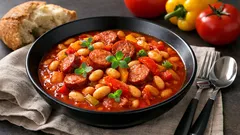 Rychlé lečo s fazolemi a klobásou na večeři