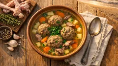 Silná husí polévka s játrovými knedlíčky