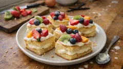 Šodó chlebíčky s ovocem: nadýchaný piškot a krém, který drží tvar