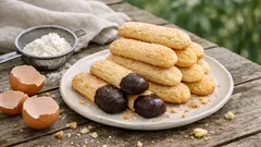 Bezlepkové piškoty s bílkovou a čokoládovou polevou