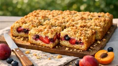 Nejjednodušší ovocný koláč na plech s drobenkou