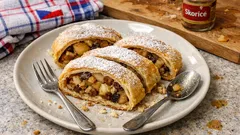 Jablečný štrúdl s jogurtovým těstem: vláčný závin, který se snadno rolí