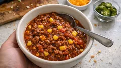 Chili con carne s kukuřicí z jednoho hrnce: hutné, šťavnaté a snadné