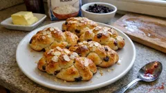 Vánoční vrkoče ze 4 pramenů: vláčné mini vánočky s rozinkami krok za krokem