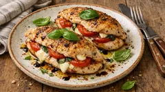 Kuřecí prsa Caprese s mozzarellou a rajčaty