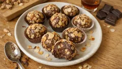 Nugátové kuličky bez pečení: krémové uvnitř, křupavé v mandlích