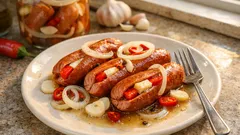 Utopenci do sklenice: špekáčky plněné sýrem a paprikou v jemně pikantním nálevu