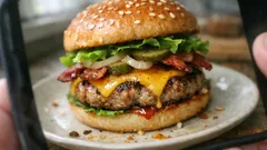 Domácí vepřový burger s cheddarem a slaninou – housky, které se nerozpadnou