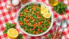 Lehký salát z červené čočky s citronem