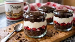 Nepečený Míša do skleničky: vrstvený dezert s tvarohem a čokoládou