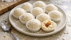 Rafaelo kuličky ze Salka a kokosu: nepečené cukroví s mandlí uvnitř