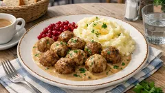 Švédské masové kuličky s krémovou smetanovou omáčkou