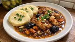 Staročeský kapr na švestkách a perníku: jemně sladkokyselá omáčka, co drží rybu šťavnatou