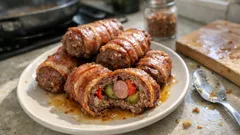 Plněné závitky z mletého masa ve slanině: šťavnaté a krásně drží tvar