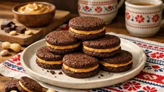 Čokoládové sušenky slepované arašídovým krémem