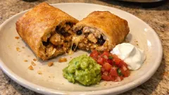 Křupavá chimichanga s kuřetem, fazolemi a sýrem – hotová raz dva na pánvi