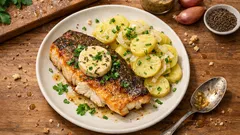 Kapr na pánvi s kmínovým máslem a lehkým bramborovým salátem krok za krokem