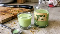 Grinchův elixír: krémový pistáciový likér s rumem, který se krásně rozleží do druhého dne