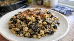 Štědrovečerní kuba z krupek a hub: vláčný uvnitř, lehce křupavý po zapečení