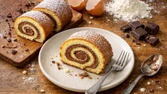 Vánoční piškotová roláda s čokoládovým krémem: nadýchaná a nepraská