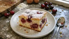 Hrnková bublanina s třešněmi: vláčná buchta, kterou máte za chvíli hotovou