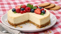 Pečený vanilkový cheesecake se sušenkovým korpusem