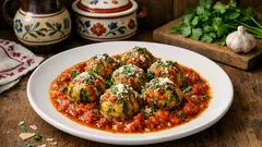 Cuketové kuličky v rajčatové omáčce z trouby