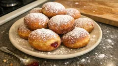 Masopustní koblihy jako od babičky: nadýchané kynuté těsto, plnění džemem a cukr navrch