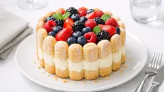 Rychlý nepečený ovocný dort z piškotů