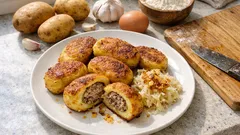 Bramborová roláda s mletým masem: šťavnaté plátky, které stačí osmažit na pánvi