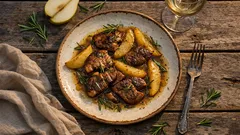 Husí játra s hruškami na víně z pánve